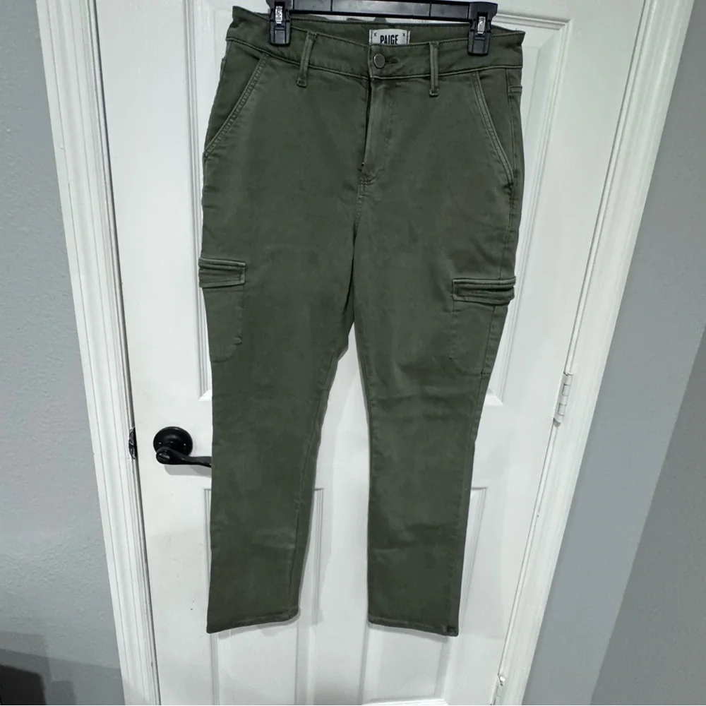 PAIGE Green Cargo Pants 29 Olive Skinny Ankle Utility Stretch‎ Jeans